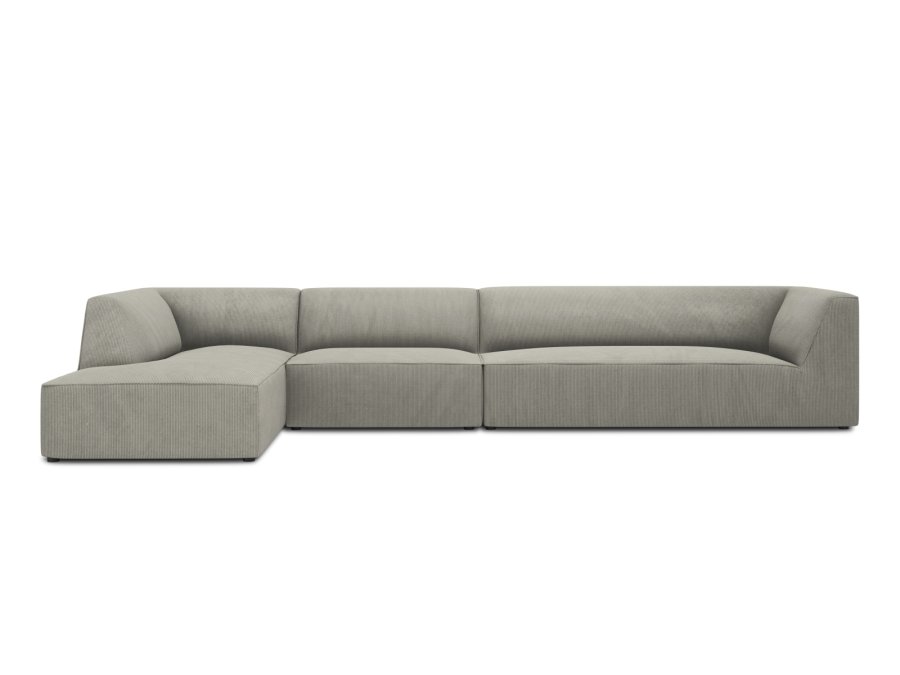 MICADONI Ruby Modul hjrnesofa, venstre, 5 sder - gr corduroy fljl og sort plast