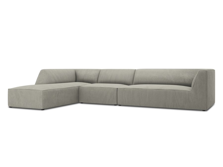 MICADONI Ruby Modul hjrnesofa, venstre, 5 sder - gr corduroy fljl og sort plast