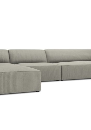 MICADONI Ruby Modul hjrnesofa, venstre, 5 sder - gr corduroy fljl og sort plast