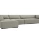 MICADONI Ruby Modul hjrnesofa, venstre, 5 sder - gr corduroy fljl og sort plast