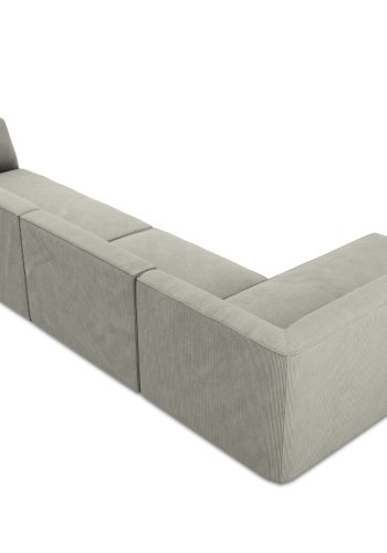 MICADONI Ruby Modul hjrnesofa, venstre, 5 sder - gr corduroy fljl og sort plast