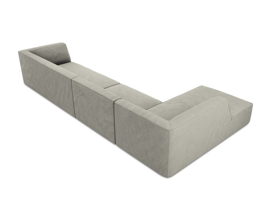 MICADONI Ruby Modul hjrnesofa, venstre, 5 sder - gr corduroy fljl og sort plast