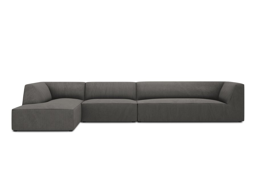 MICADONI Ruby Modul hjrnesofa, venstre, 5 sder - antracitgr corduroy fljl og sort plast