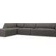 MICADONI Ruby Modul hjrnesofa, venstre, 5 sder - antracitgr corduroy fljl og sort plast