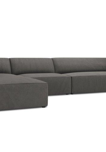 MICADONI Ruby Modul hjrnesofa, venstre, 5 sder - antracitgr corduroy fljl og sort plast
