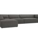 MICADONI Ruby Modul hjrnesofa, venstre, 5 sder - antracitgr corduroy fljl og sort plast