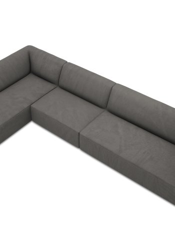 MICADONI Ruby Modul hjrnesofa, venstre, 5 sder - antracitgr corduroy fljl og sort plast