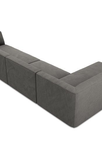 MICADONI Ruby Modul hjrnesofa, venstre, 5 sder - antracitgr corduroy fljl og sort plast