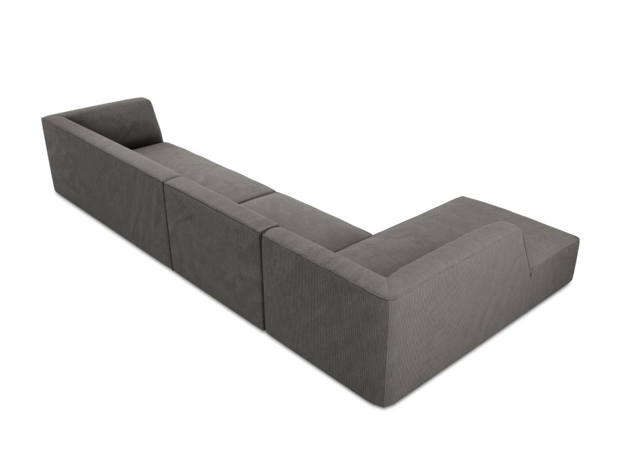 MICADONI Ruby Modul hjrnesofa, venstre, 5 sder - antracitgr corduroy fljl og sort plast
