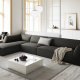 MICADONI Ruby Modul hjrnesofa, venstre, 5 sder - antracitgr corduroy fljl og sort plast