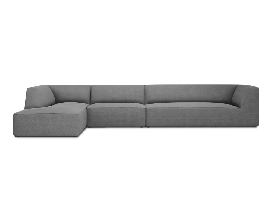 MICADONI Ruby Modul hjrnesofa, venstre, 5 sder - gr stof og sort plast