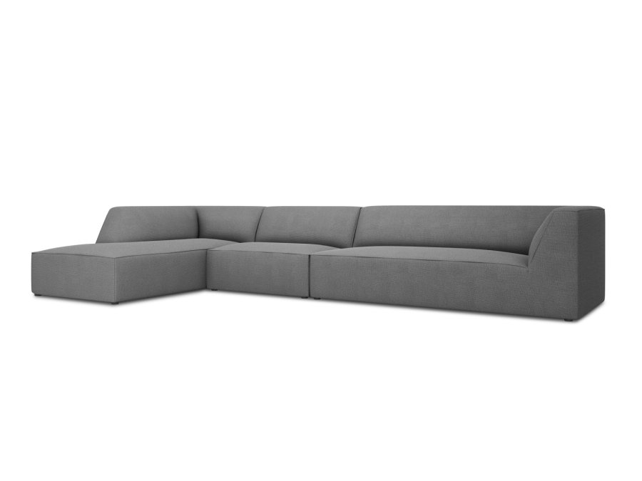 MICADONI Ruby Modul hjrnesofa, venstre, 5 sder - gr stof og sort plast