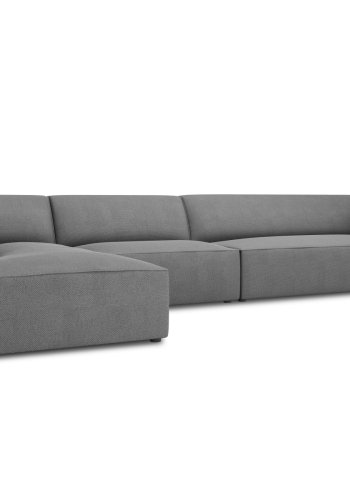 MICADONI Ruby Modul hjrnesofa, venstre, 5 sder - gr stof og sort plast