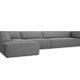 MICADONI Ruby Modul hjrnesofa, venstre, 5 sder - gr stof og sort plast