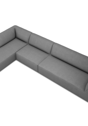 MICADONI Ruby Modul hjrnesofa, venstre, 5 sder - gr stof og sort plast