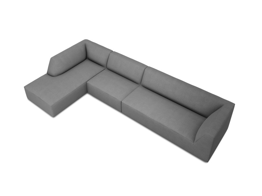 MICADONI Ruby Modul hjrnesofa, venstre, 5 sder - gr stof og sort plast