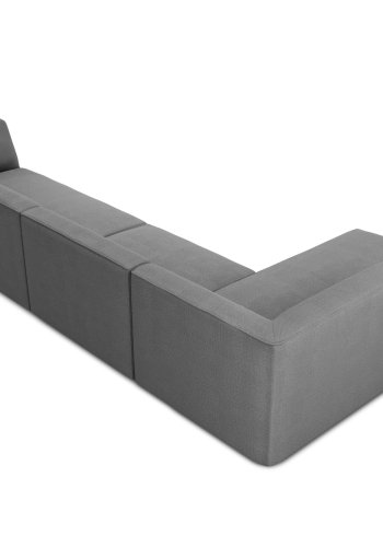 MICADONI Ruby Modul hjrnesofa, venstre, 5 sder - gr stof og sort plast