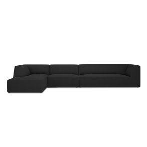 MICADONI Ruby Modul hjrnesofa, venstre, 5 sder - sort stof og sort plast