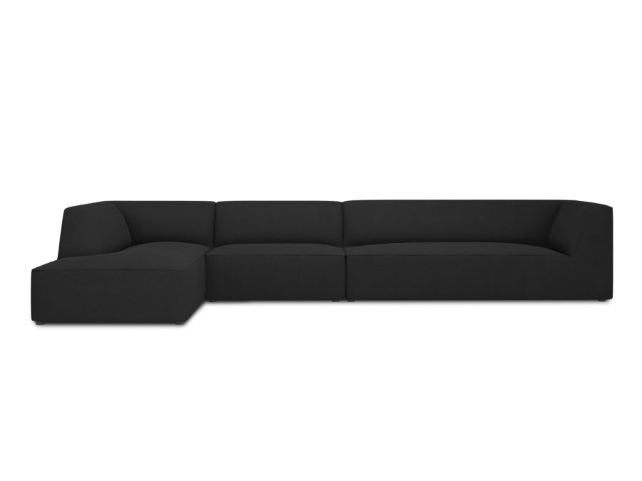 MICADONI Ruby Modul hjrnesofa, venstre, 5 sder - sort stof og sort plast