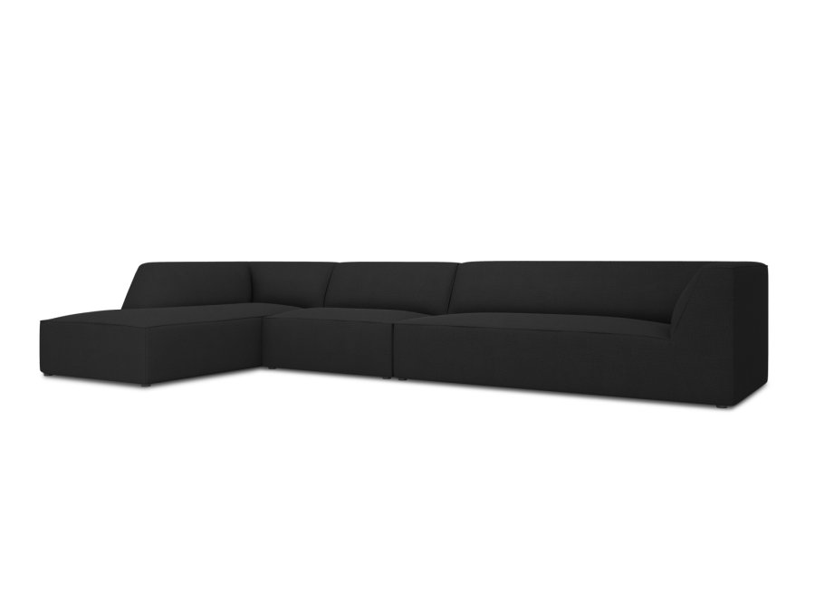 MICADONI Ruby Modul hjrnesofa, venstre, 5 sder - sort stof og sort plast