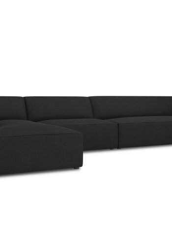 MICADONI Ruby Modul hjrnesofa, venstre, 5 sder - sort stof og sort plast