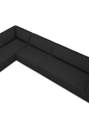 MICADONI Ruby Modul hjrnesofa, venstre, 5 sder - sort stof og sort plast