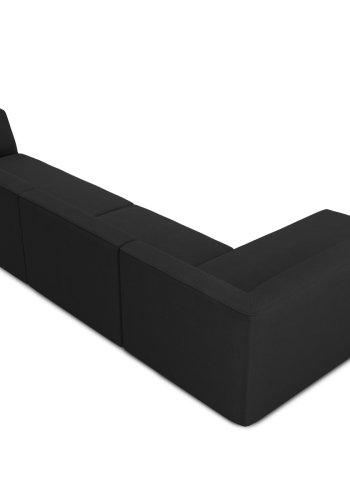 MICADONI Ruby Modul hjrnesofa, venstre, 5 sder - sort stof og sort plast