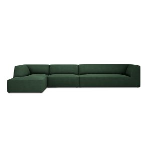 MICADONI Ruby Modul hjrnesofa, venstre, 5 sder - grn stof og sort plast