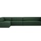 MICADONI Ruby Modul hjrnesofa, venstre, 5 sder - grn stof og sort plast