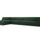 MICADONI Ruby Modul hjrnesofa, venstre, 5 sder - grn stof og sort plast