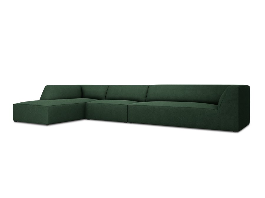MICADONI Ruby Modul hjrnesofa, venstre, 5 sder - grn stof og sort plast