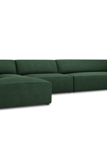 MICADONI Ruby Modul hjrnesofa, venstre, 5 sder - grn stof og sort plast