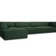 MICADONI Ruby Modul hjrnesofa, venstre, 5 sder - grn stof og sort plast