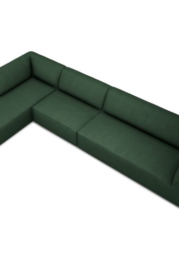 MICADONI Ruby Modul hjrnesofa, venstre, 5 sder - grn stof og sort plast