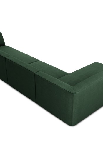 MICADONI Ruby Modul hjrnesofa, venstre, 5 sder - grn stof og sort plast
