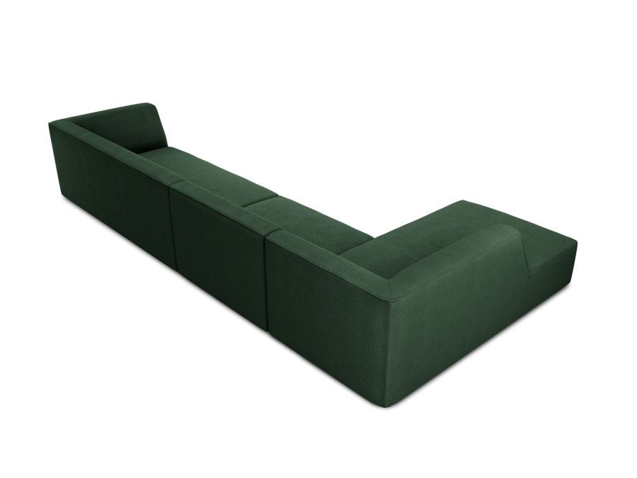 MICADONI Ruby Modul hjrnesofa, venstre, 5 sder - grn stof og sort plast