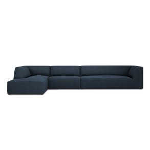 MICADONI Ruby Modul hjrnesofa, venstre, 5 sder - bl stof og sort plast