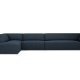 MICADONI Ruby Modul hjrnesofa, venstre, 5 sder - bl stof og sort plast