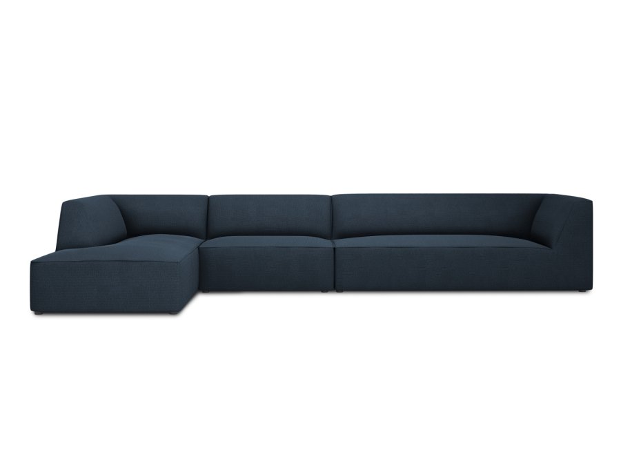 MICADONI Ruby Modul hjrnesofa, venstre, 5 sder - bl stof og sort plast