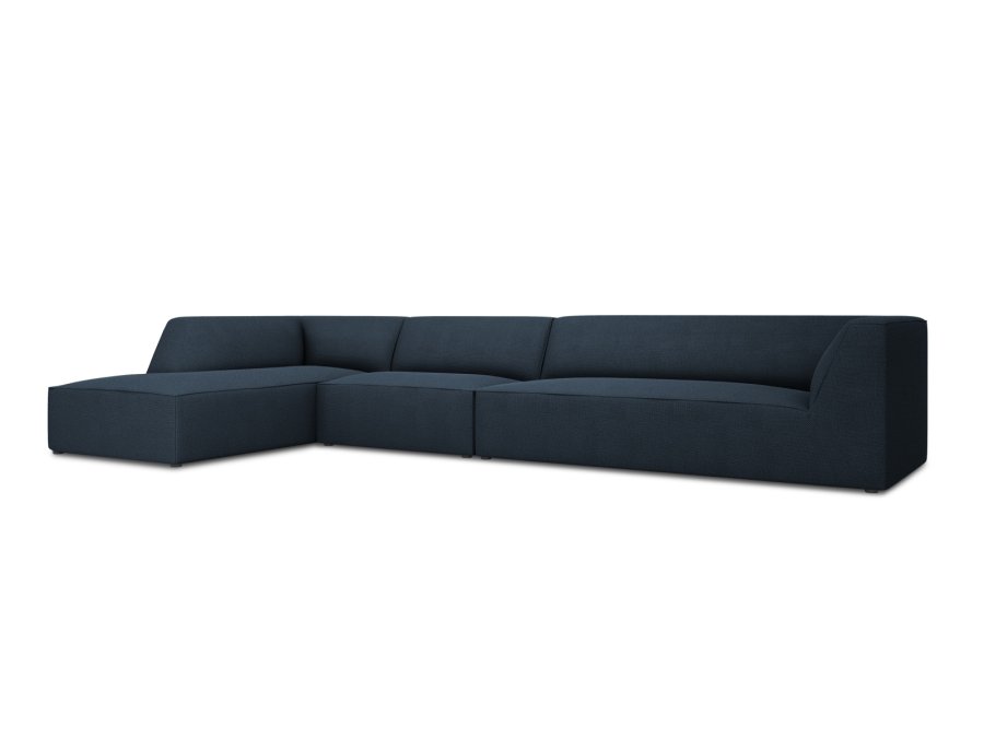 MICADONI Ruby Modul hjrnesofa, venstre, 5 sder - bl stof og sort plast