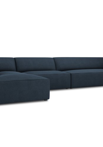 MICADONI Ruby Modul hjrnesofa, venstre, 5 sder - bl stof og sort plast