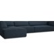 MICADONI Ruby Modul hjrnesofa, venstre, 5 sder - bl stof og sort plast