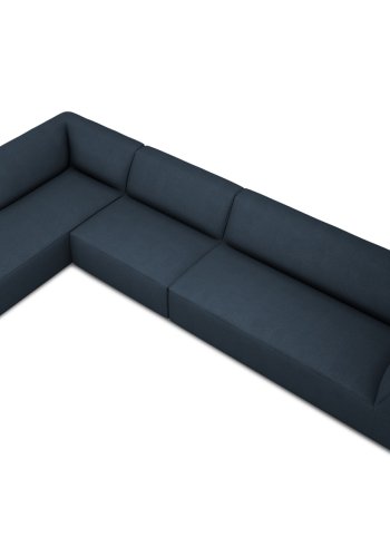 MICADONI Ruby Modul hjrnesofa, venstre, 5 sder - bl stof og sort plast