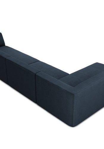 MICADONI Ruby Modul hjrnesofa, venstre, 5 sder - bl stof og sort plast