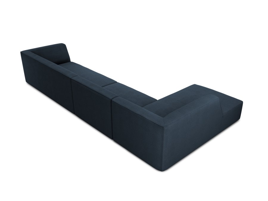 MICADONI Ruby Modul hjrnesofa, venstre, 5 sder - bl stof og sort plast