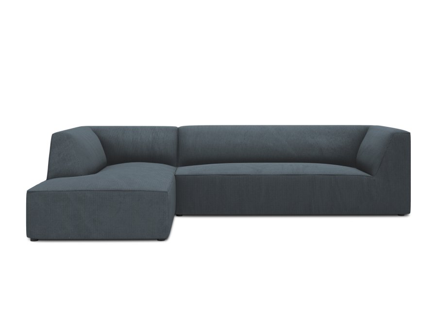 MICADONI Ruby Modul hjrnesofa, venstre, 4 sder - bl corduroy fljl og sort plast