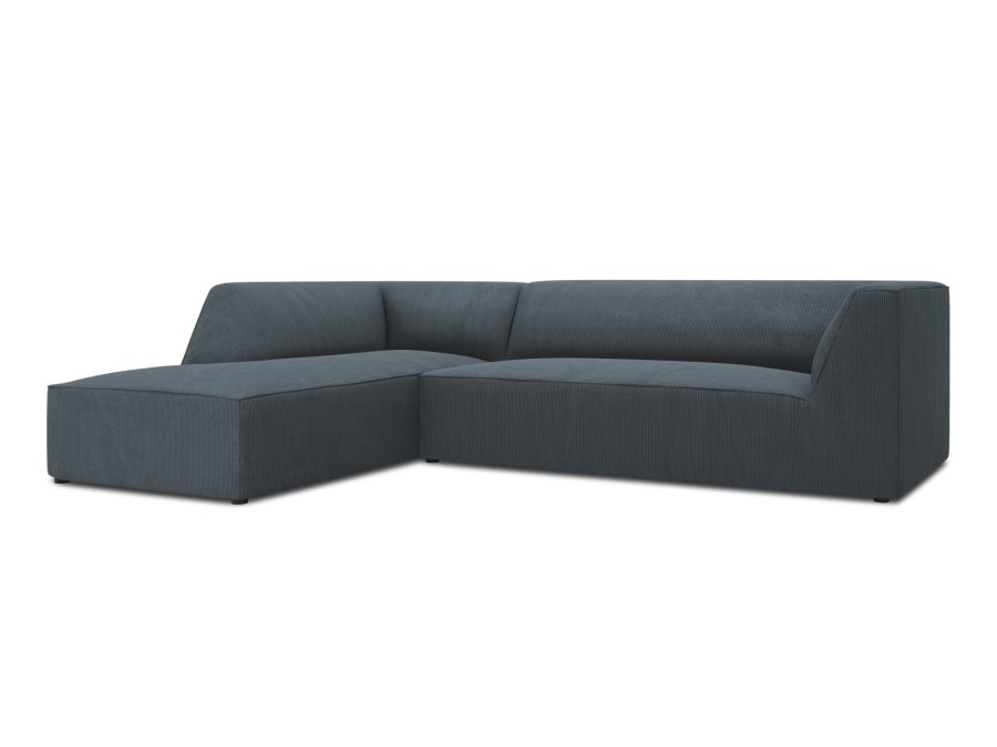 MICADONI Ruby Modul hjrnesofa, venstre, 4 sder - bl corduroy fljl og sort plast