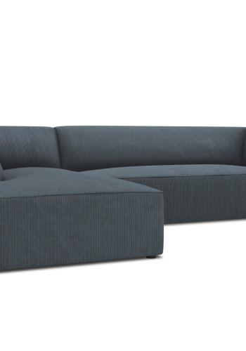 MICADONI Ruby Modul hjrnesofa, venstre, 4 sder - bl corduroy fljl og sort plast