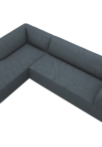 MICADONI Ruby Modul hjrnesofa, venstre, 4 sder - bl corduroy fljl og sort plast