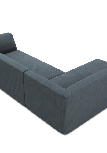 MICADONI Ruby Modul hjrnesofa, venstre, 4 sder - bl corduroy fljl og sort plast